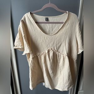 2X SHEIN VCAY Plus Solid Frill Trim Blouse